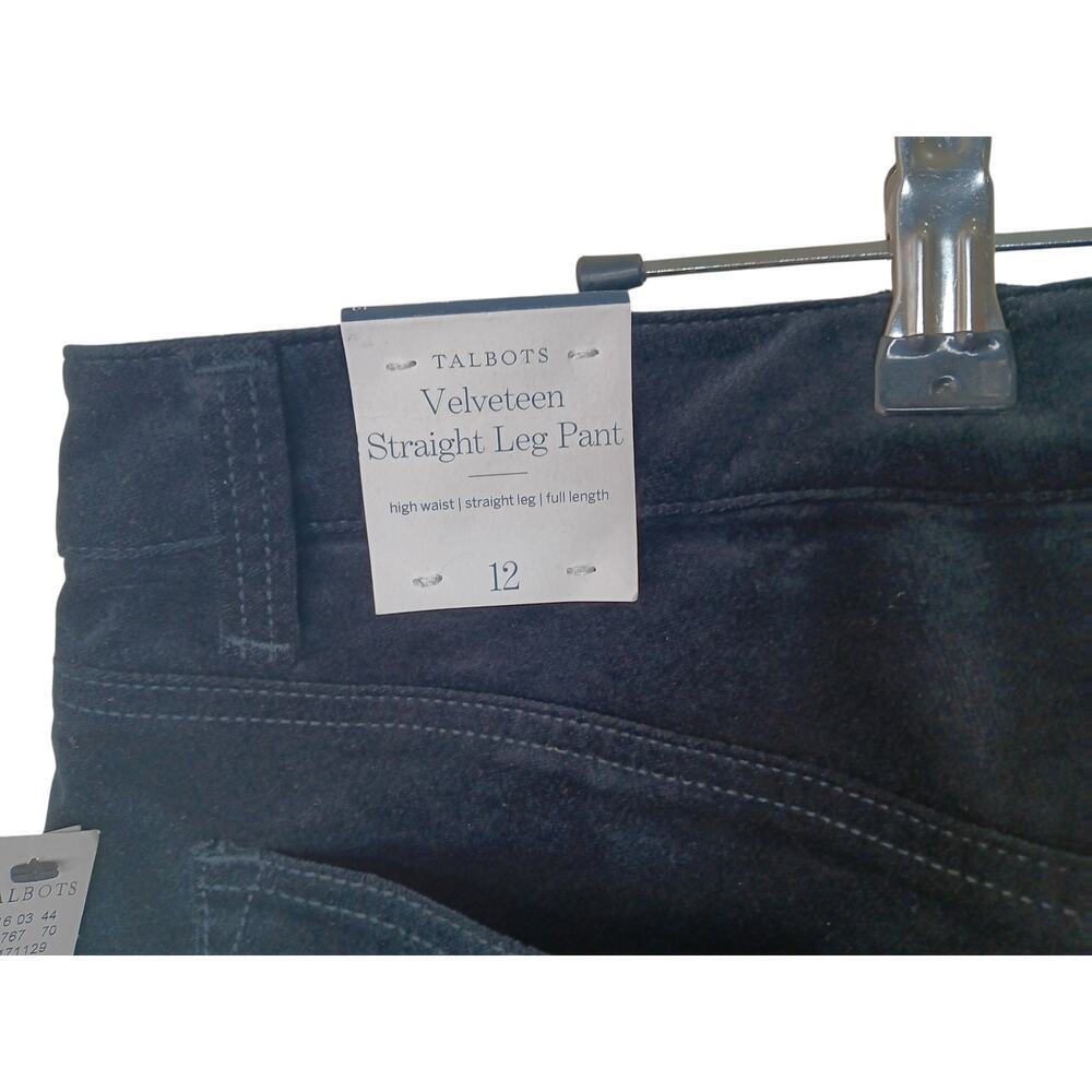 New Talbots Velveteen Straight Leg Pants Black Women’s Size 12 High Waist - Picture 11 of 16